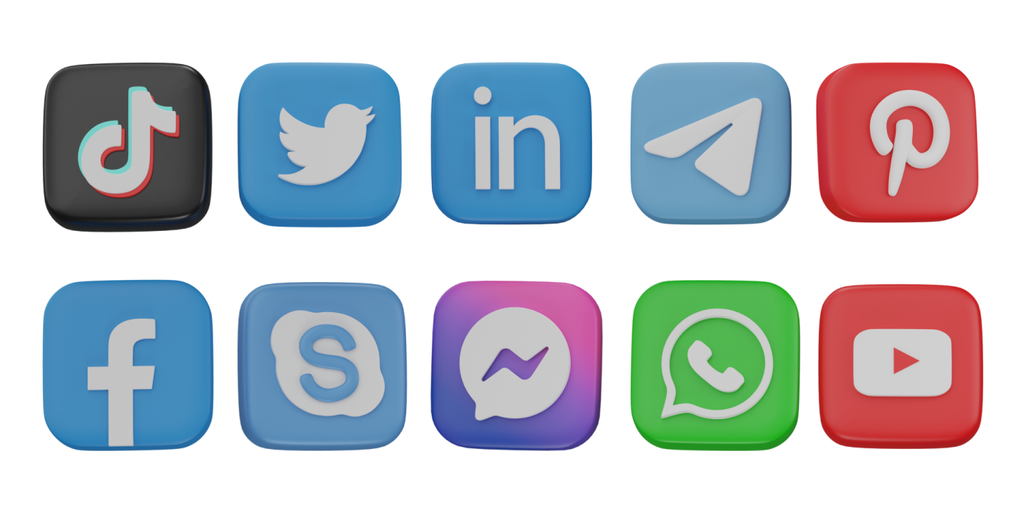 a set of social icons on a white background