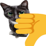 a cat is pointing at the camera