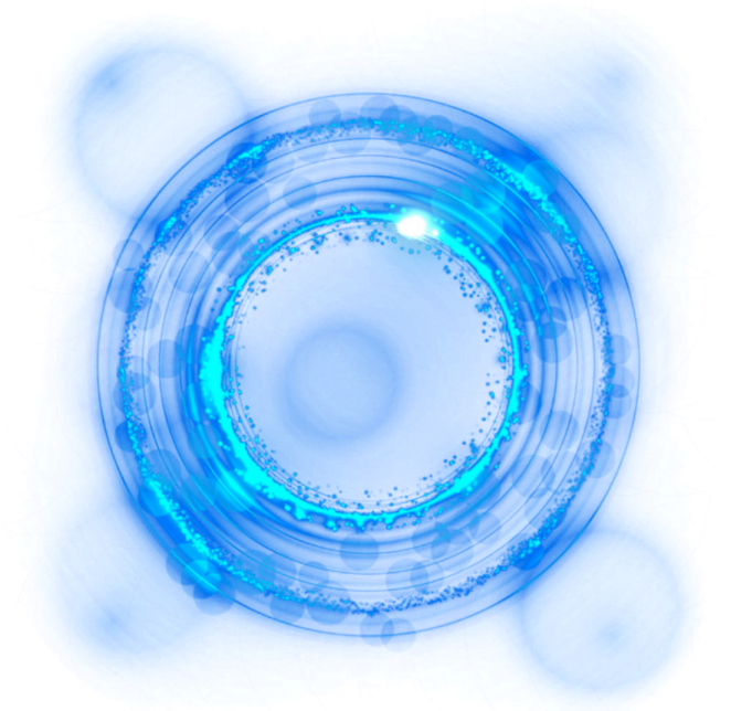 an image of a circular with blue and white circles