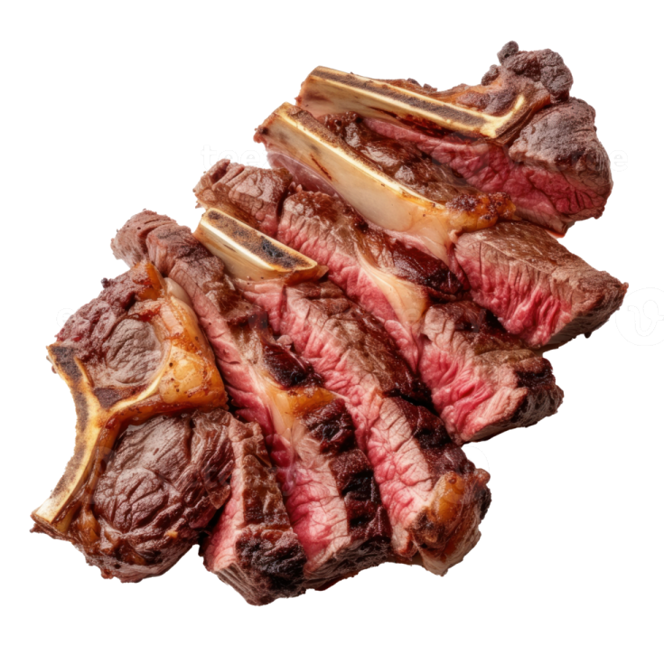 a pile of sliced beef on a white background