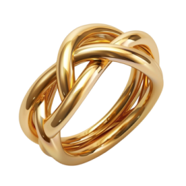a gold ring on a white background