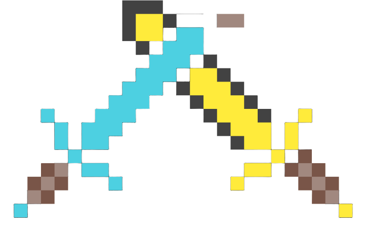 a pixeled image of a sword