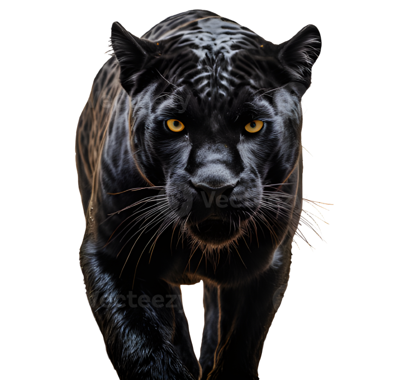 a black panther walking towards the camera