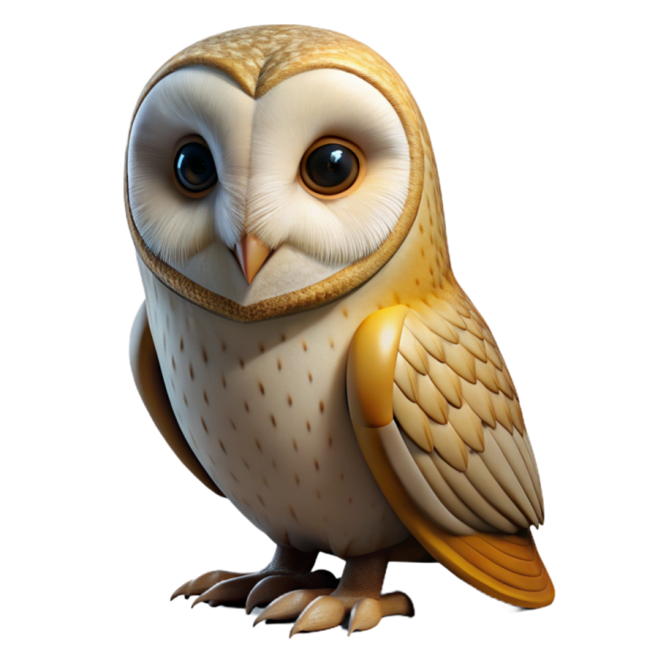 an owl sitting on top of a white surface