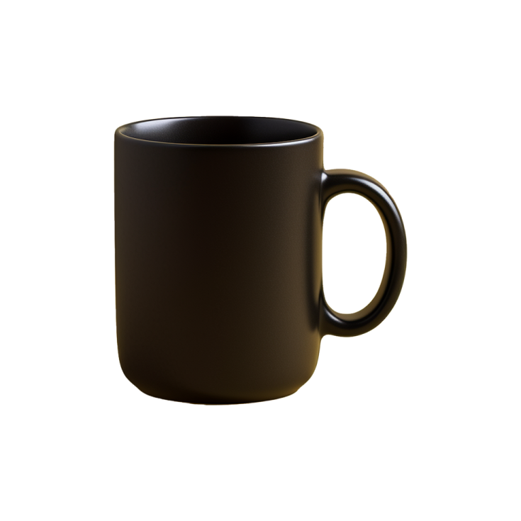 a black coffee mug on a white background