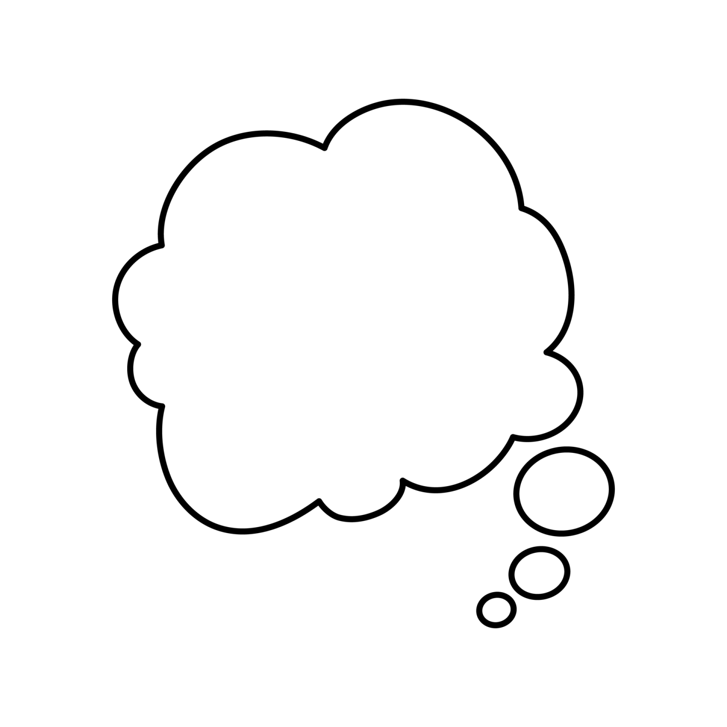 a black and white speech bubble