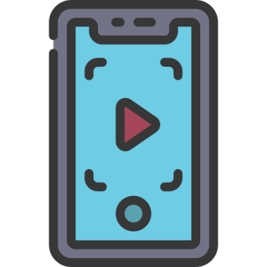 a smartphone with a play button on the screen