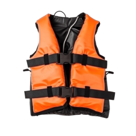 an orange life vest on a white background
