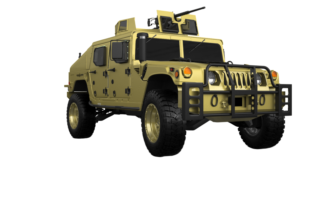 a military vehicle on a white background