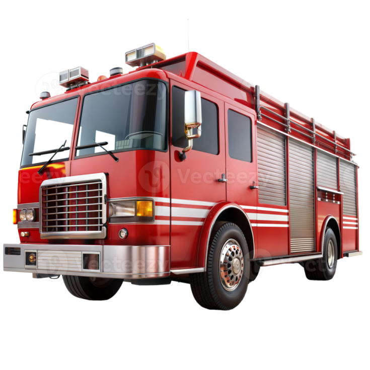 a red fire truck on white background