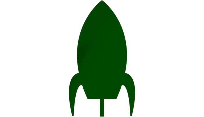 a green rocket on a white background