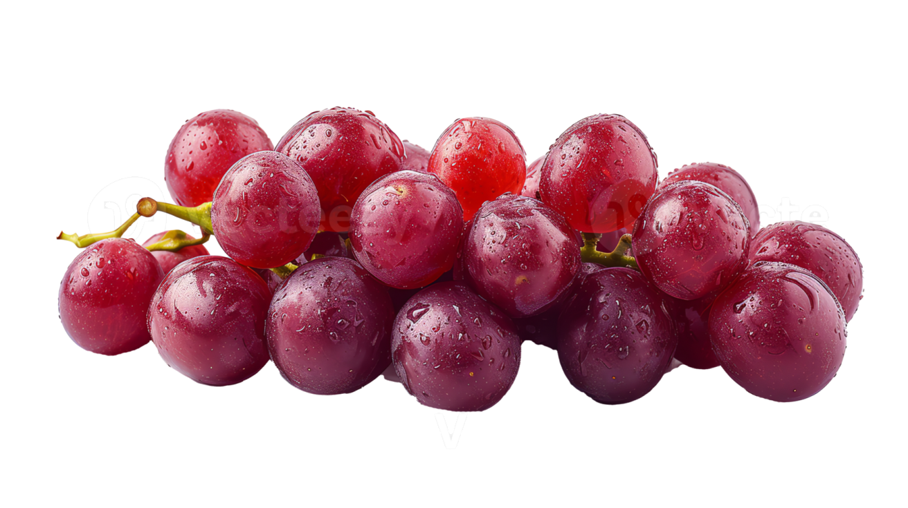 a bunch of red grapes on a white background