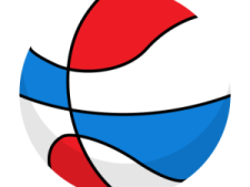 a red, white and blue volleyball ball