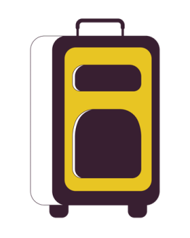 a yellow suitcase with a black handle