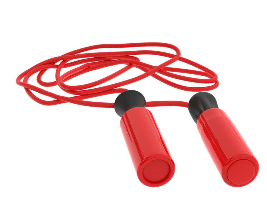 a pair of red earphones on white background
