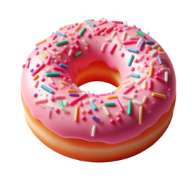 a pink donut with sprins on it