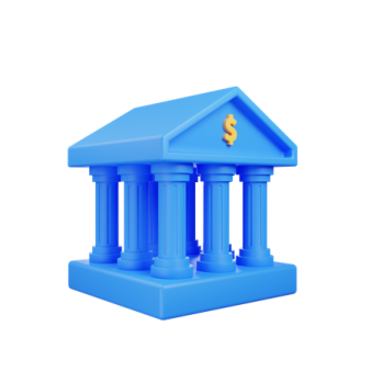 a small blue building with two columns