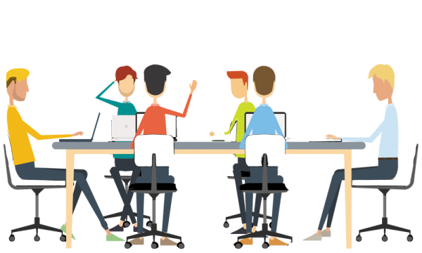 a group of people sitting at a table