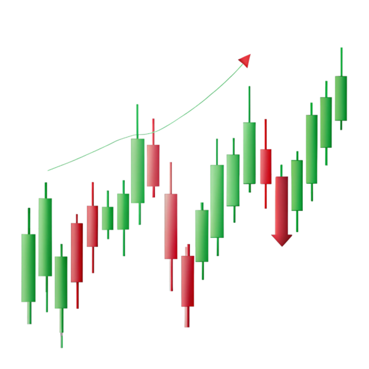 a green and red candle pattern on a white background