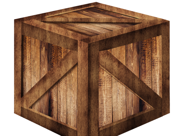 a wooden cube with two doors open