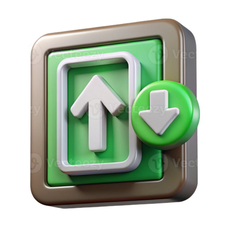 a green button with an arrow icon on it