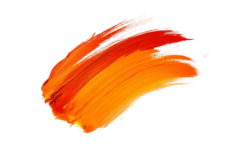 an orange brush stroke on a white background