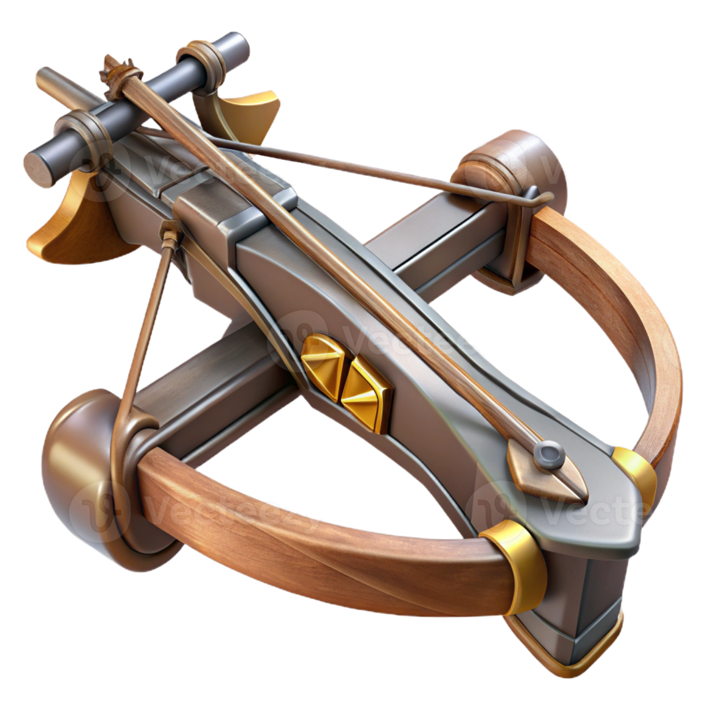 a wooden bow with two arrows on it