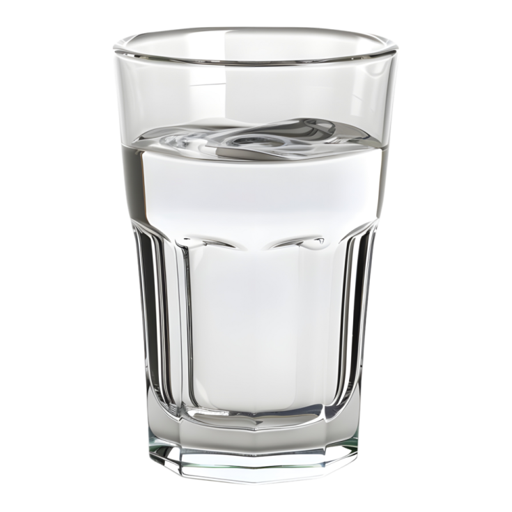 a glass of water on a white background