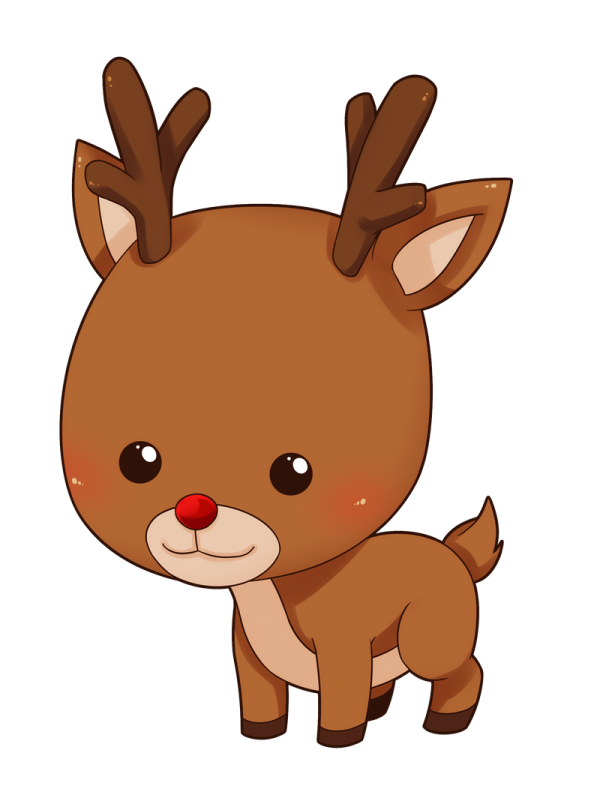 a cartoon reindeer with a red nose