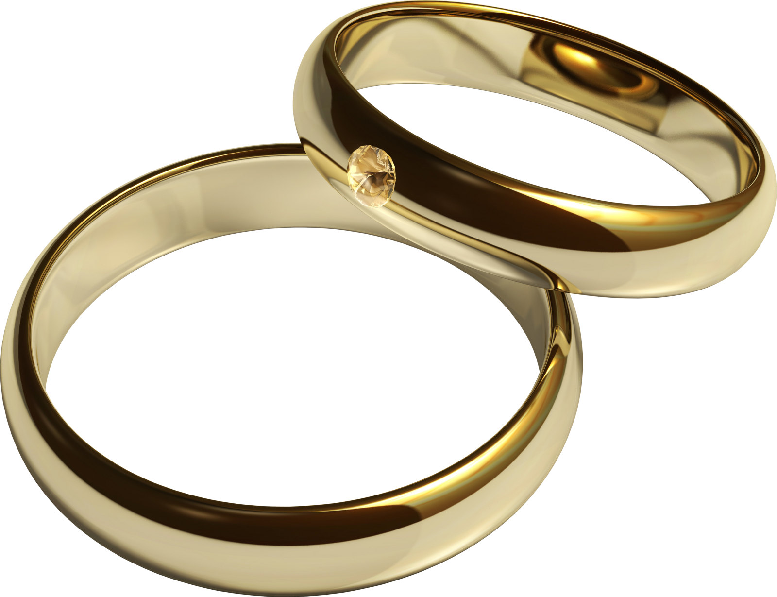 a pair of gold wedding rings