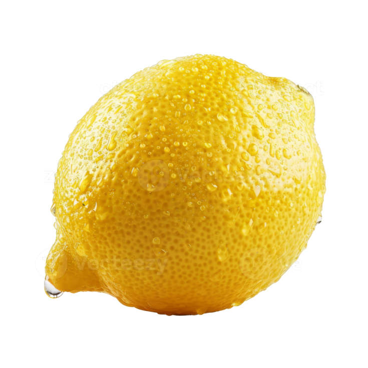 a lemon with water droplets on it