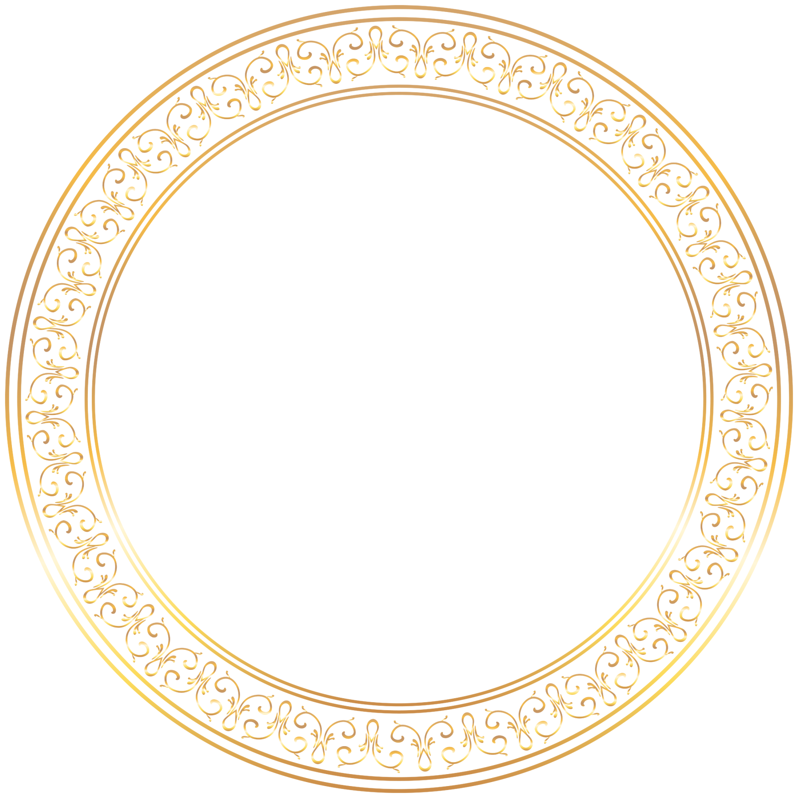 a round gold frame with scrolls and scrolls