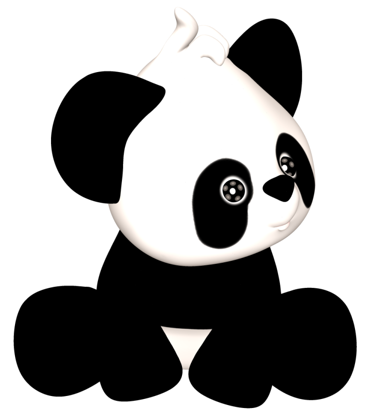 a black and white panda bear sitting on the ground