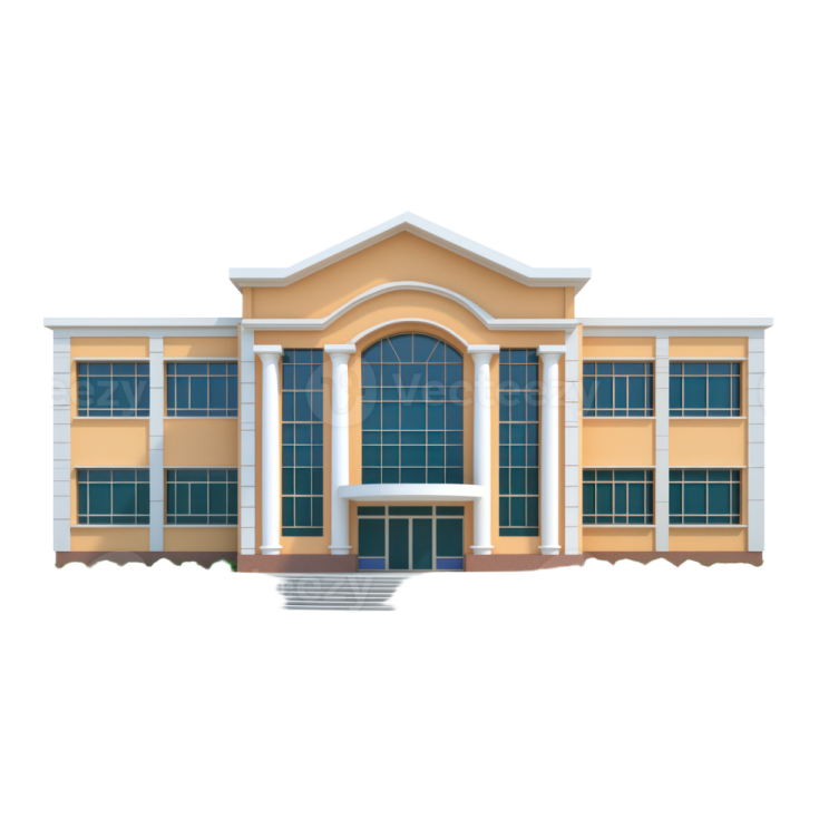an office building with a large front entrance