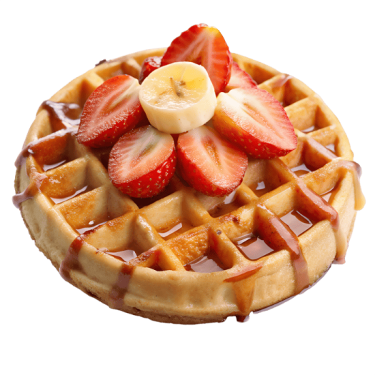 a wa with strawberries and a banana on top