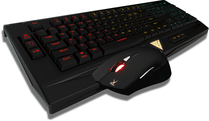 a computer keyboard and mouse on a white background