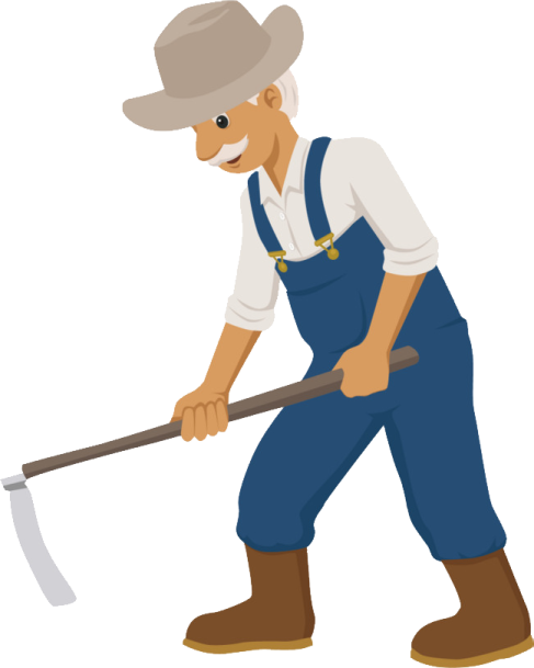 an illustration of a man with a shovel