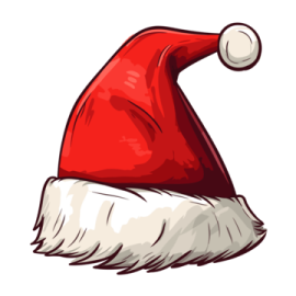 a red santa hat with white trim