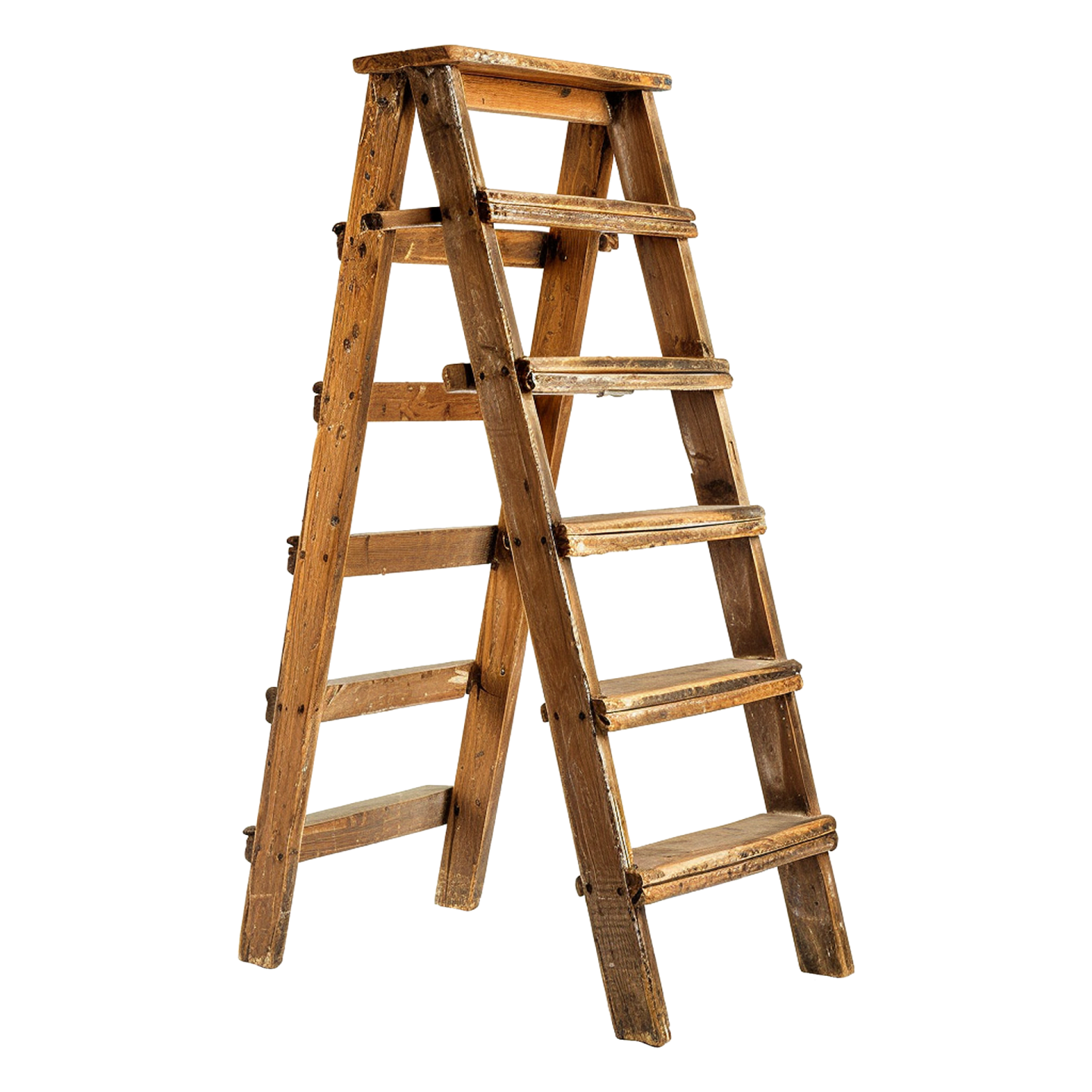 a wooden ladder on a white background