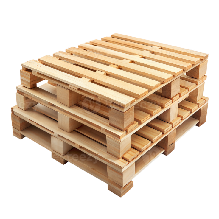 a stack of wooden pallets on white background