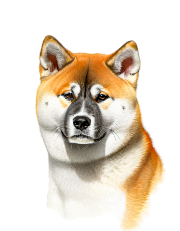 a close up of a dog on a white background