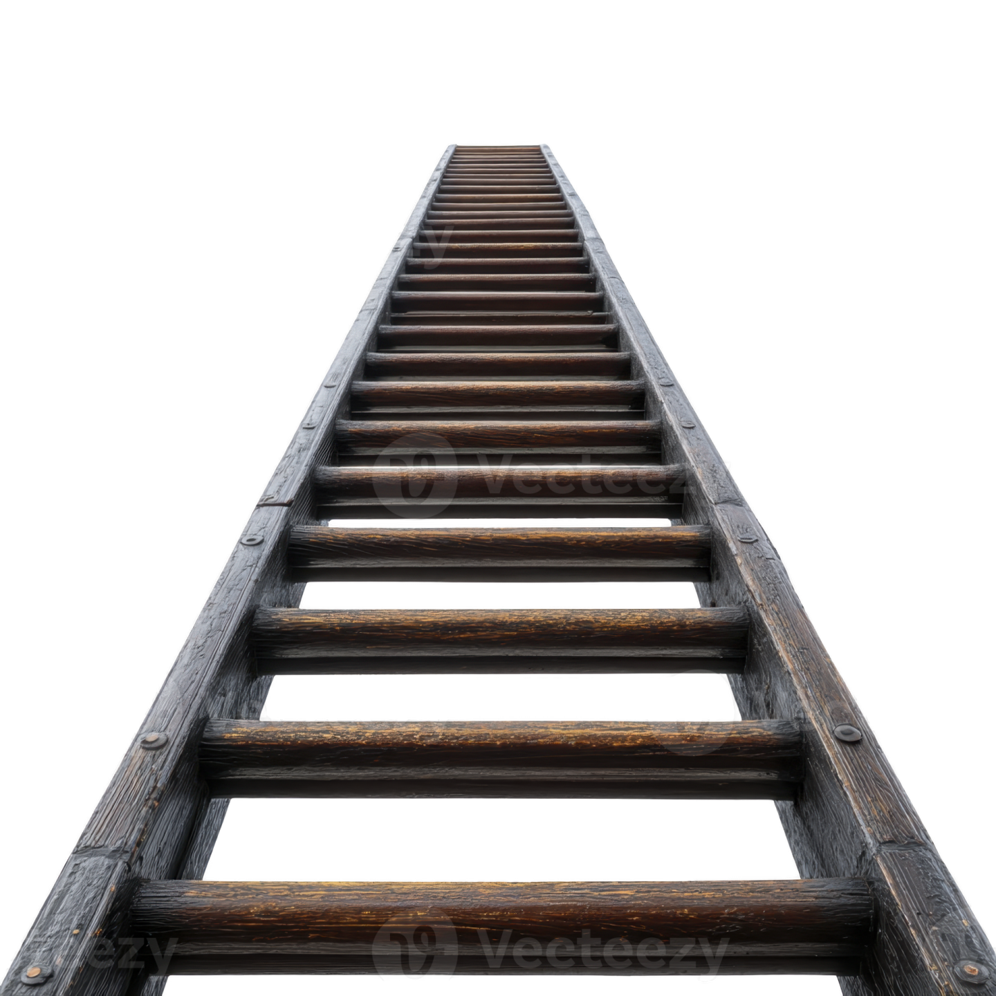 an old wooden ladder on a white background