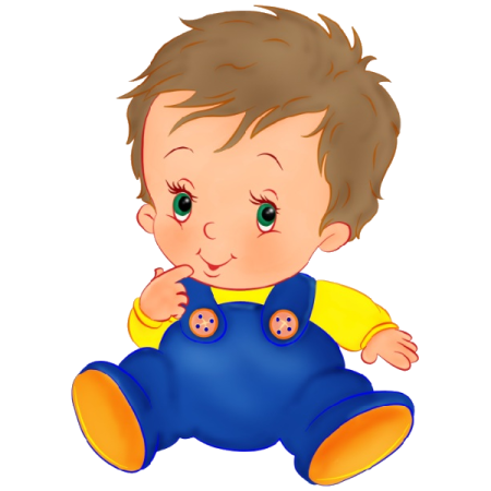 a baby boy in overalls sitting on the floor