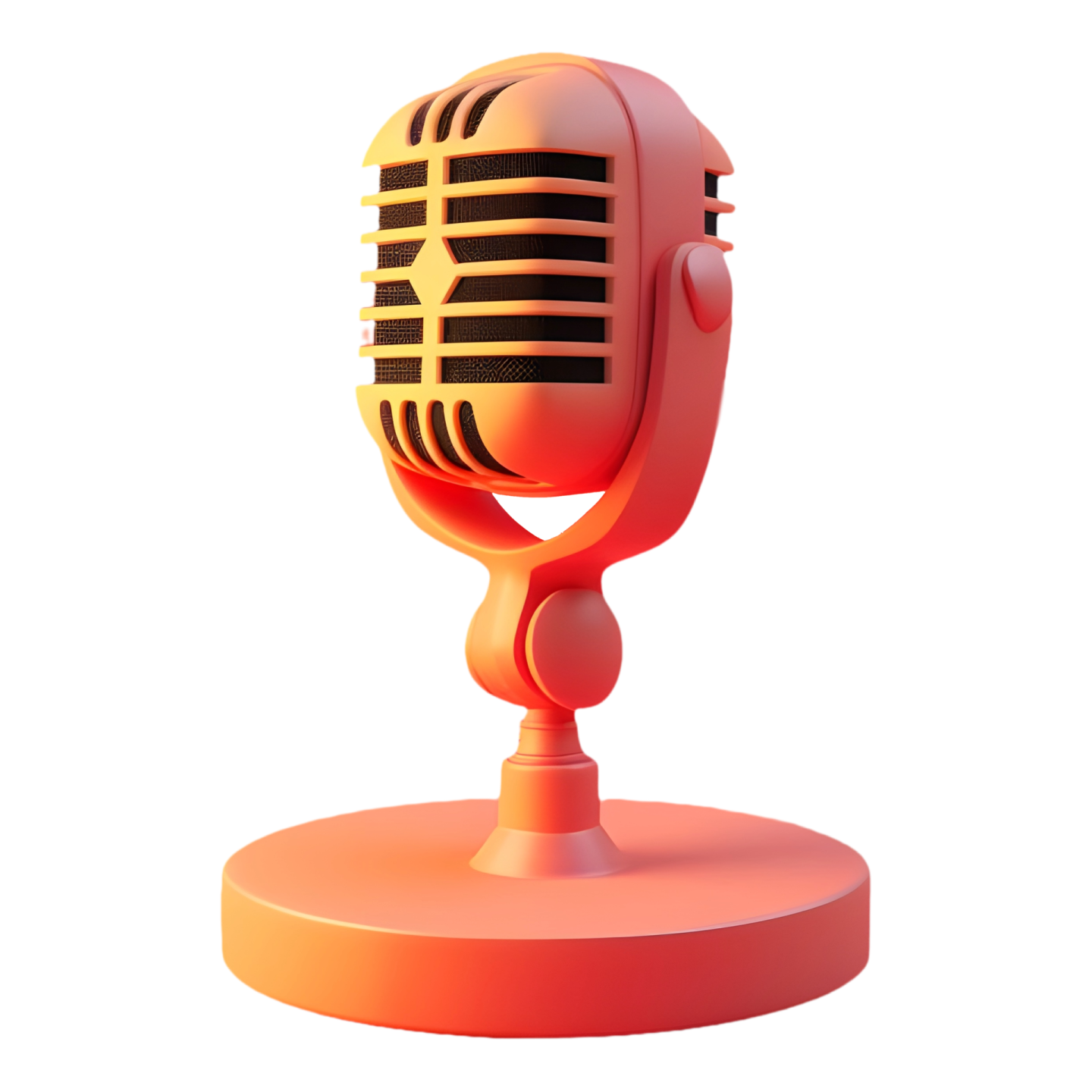 an orange microphone on a white background