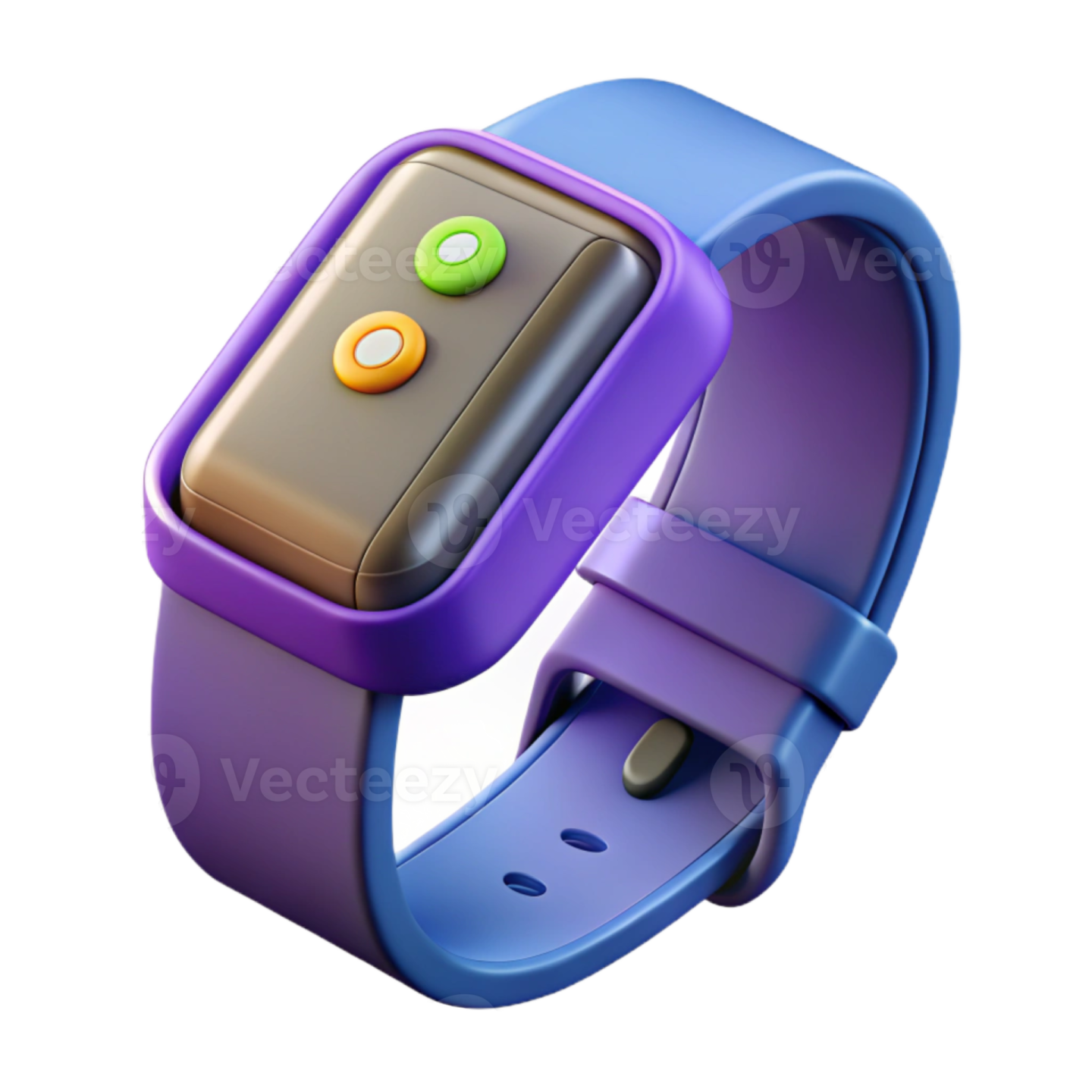an illustration of a purple and blue apple watch