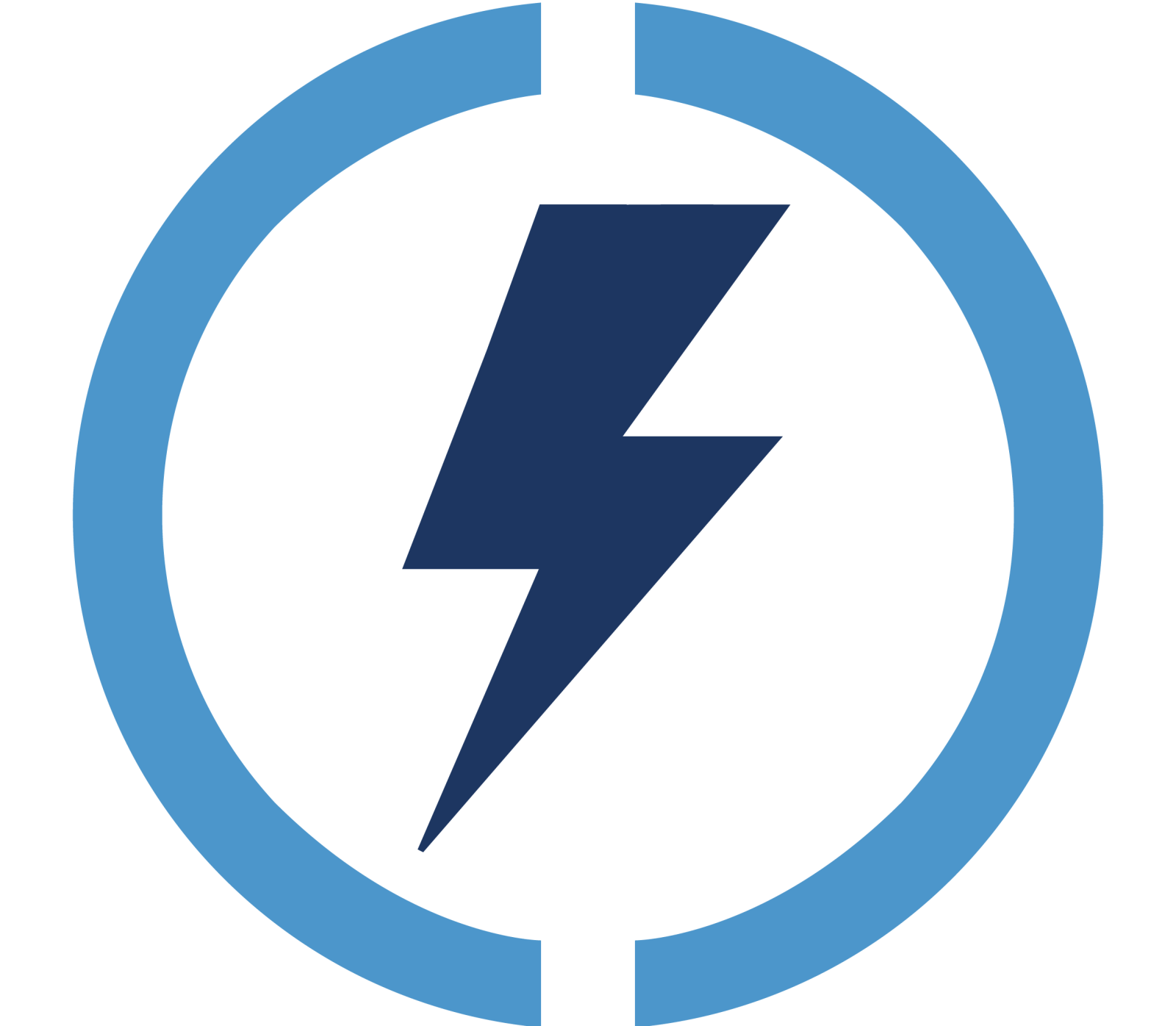 a blue circle with a lightning in it