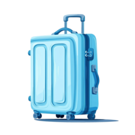 a blue suitcase on wheels