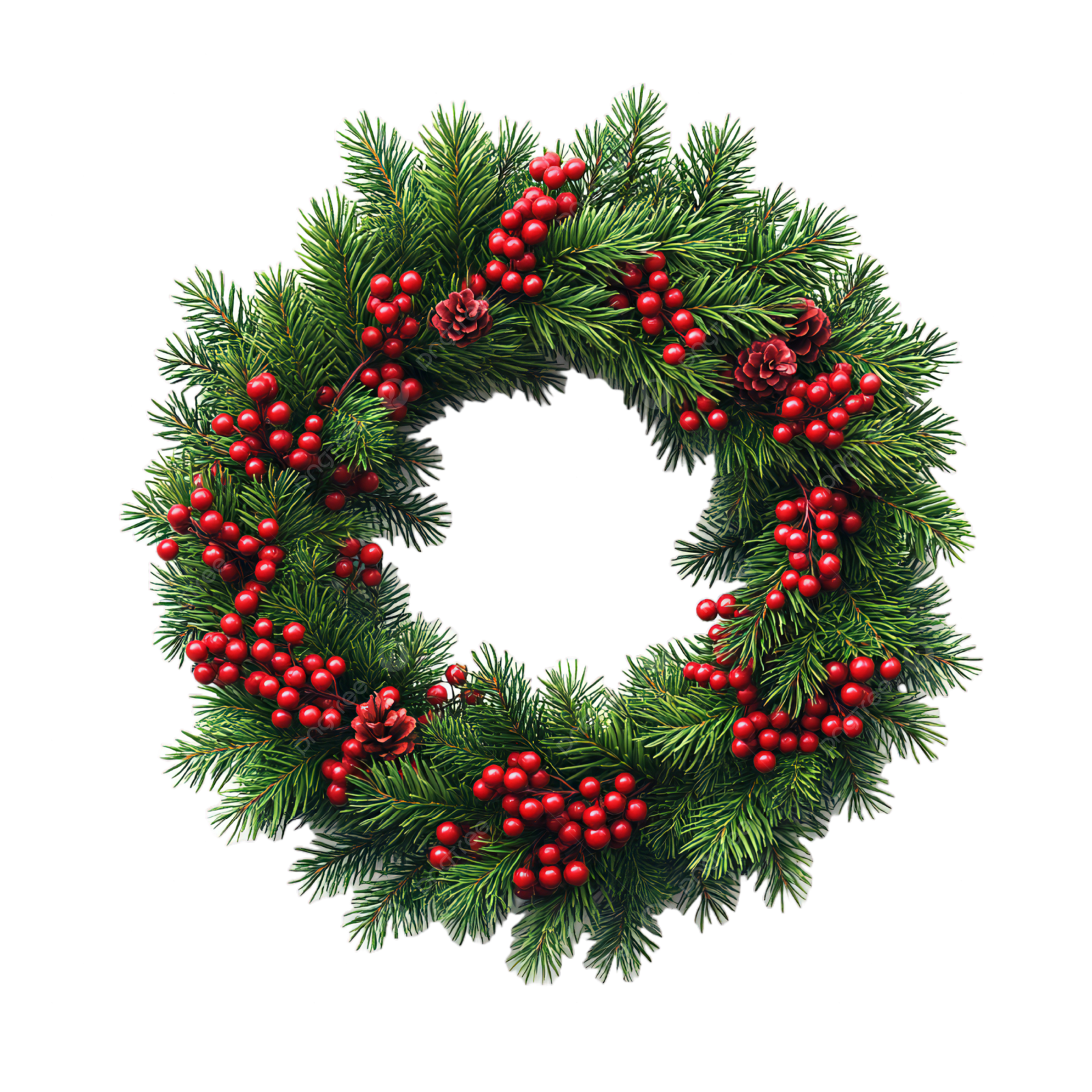 a christmas wreath on a white background