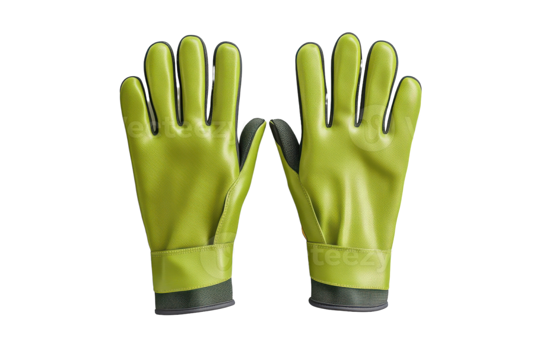 a pair of gardening gloves on a white background