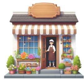 an illustration of a flower shop